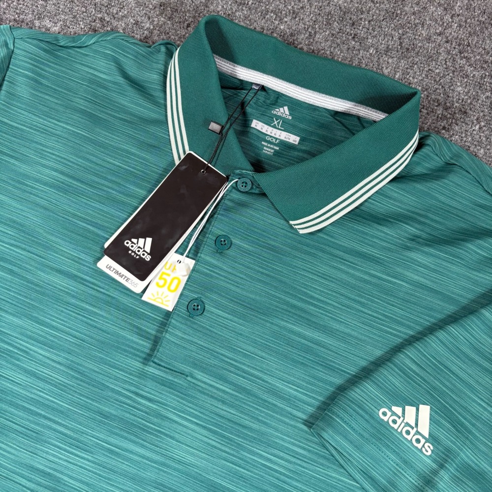 Adidas Golf Ultimate365 Polo Shirt Men XL Green Space Dye UPF 50 Performance NEW